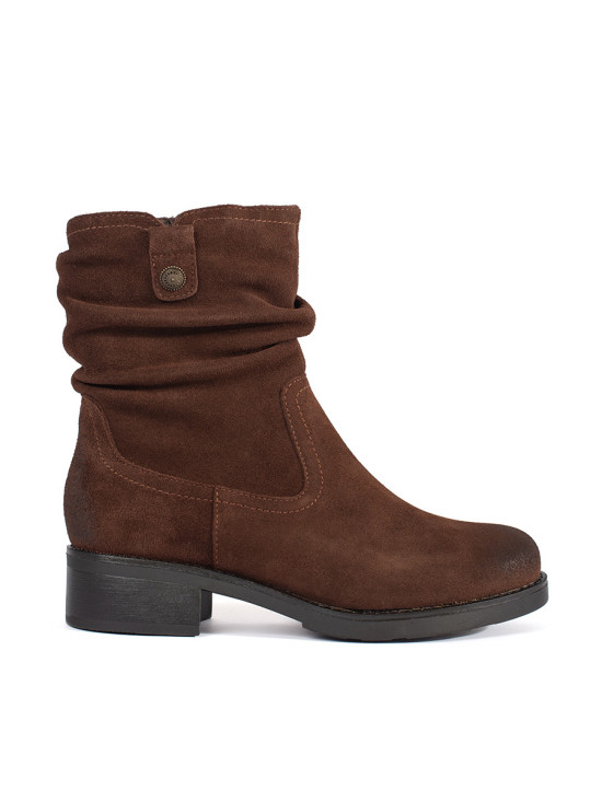 Botine maro din piele cu guler plisat Sergio Leone