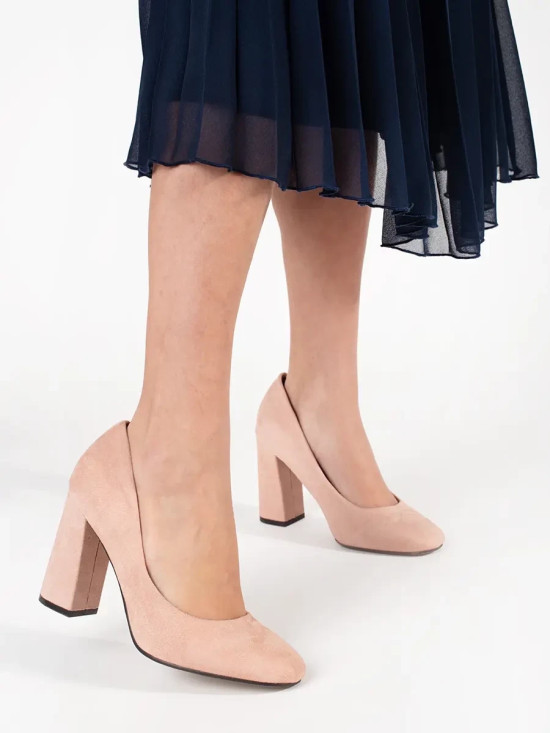 Pantofi cu toc înalt din suede bej