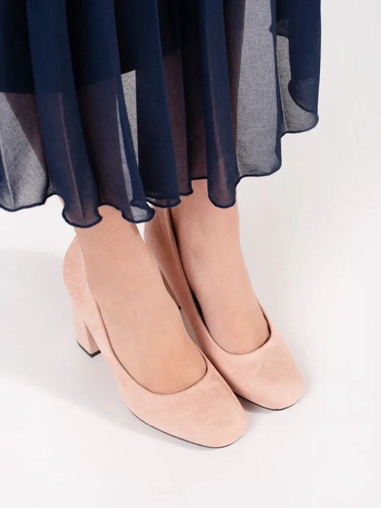 Pantofi cu toc înalt din suede bej