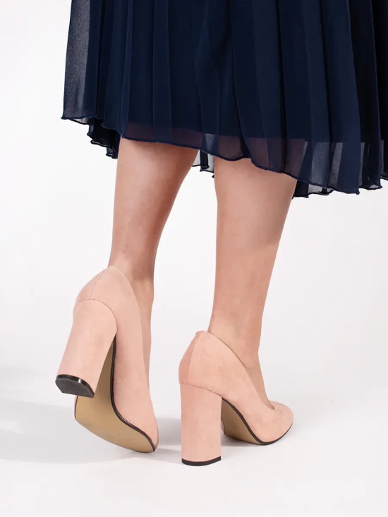 Pantofi cu toc înalt din suede bej