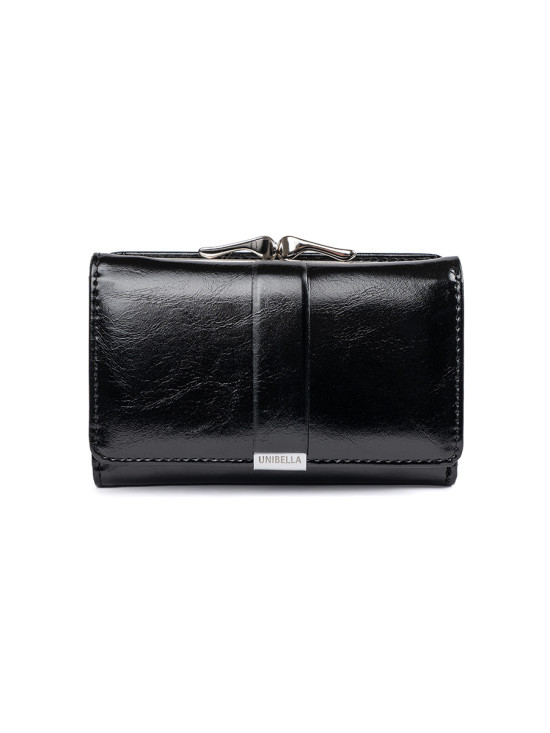 Portofel elegant negru din piele ecologică