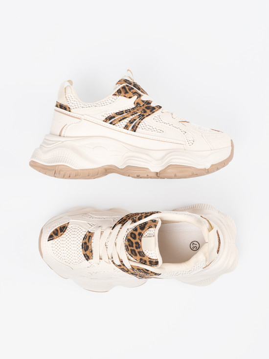 Sneakersi cu talpă groasă în model panteră