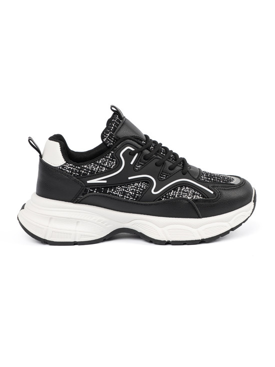Sneakers negri cu inserții decorative