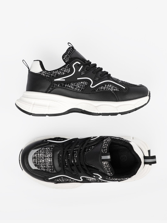 Sneakers negri cu inserții decorative