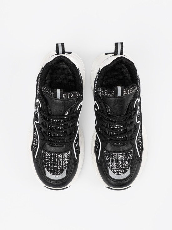 Sneakers negri cu inserții decorative