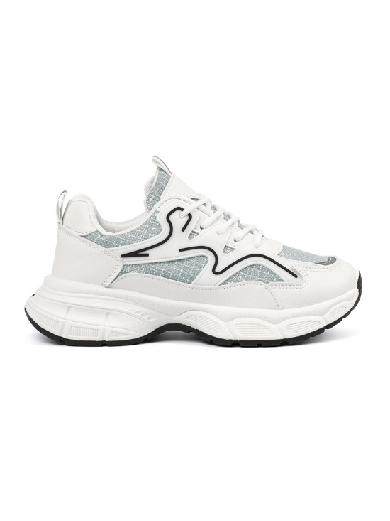 Sneakers alb-verzi cu inserții decorative