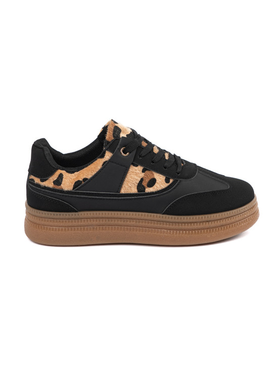 Sneakers negri cu detalii de panteră