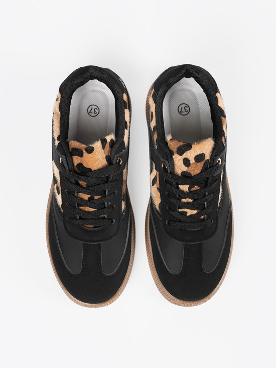 Sneakers negri cu detalii de panteră