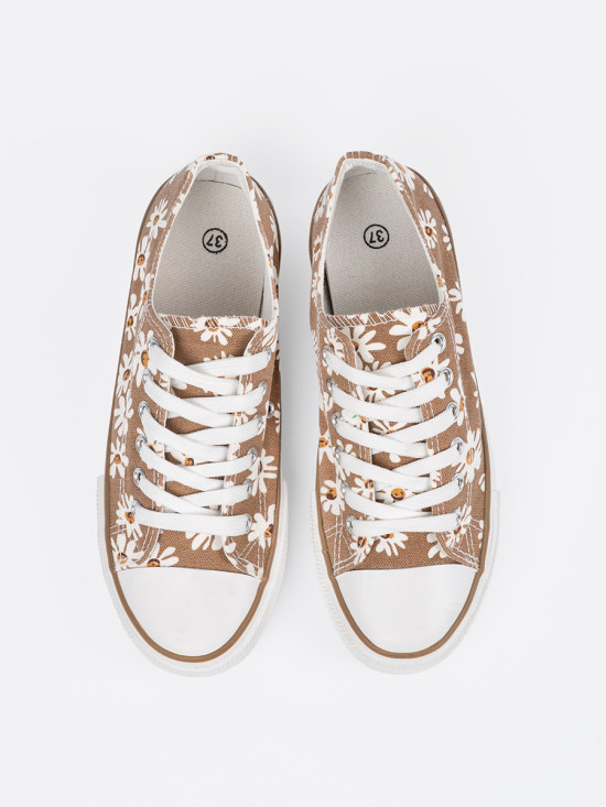 Tenisi bej cu model floral