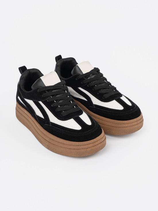 Sneakers negri cu detalii albe