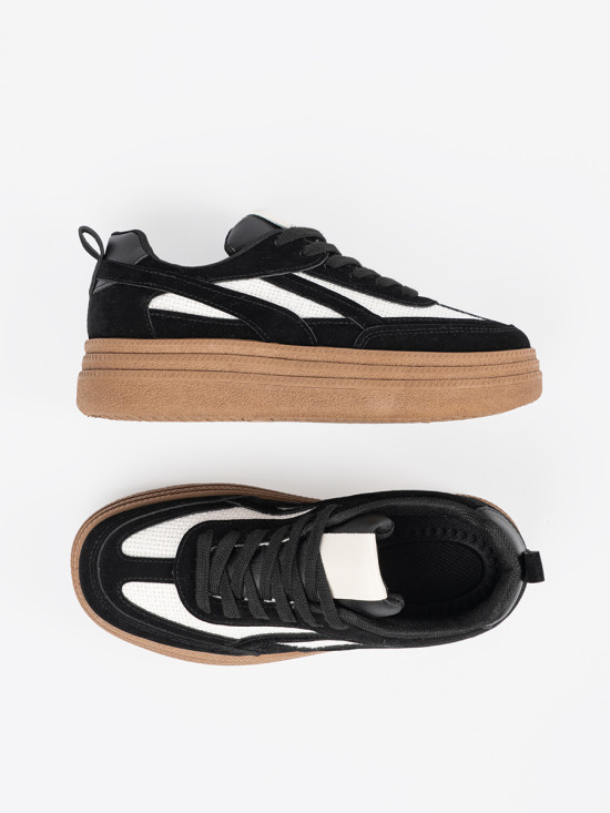 Sneakers negri cu detalii albe