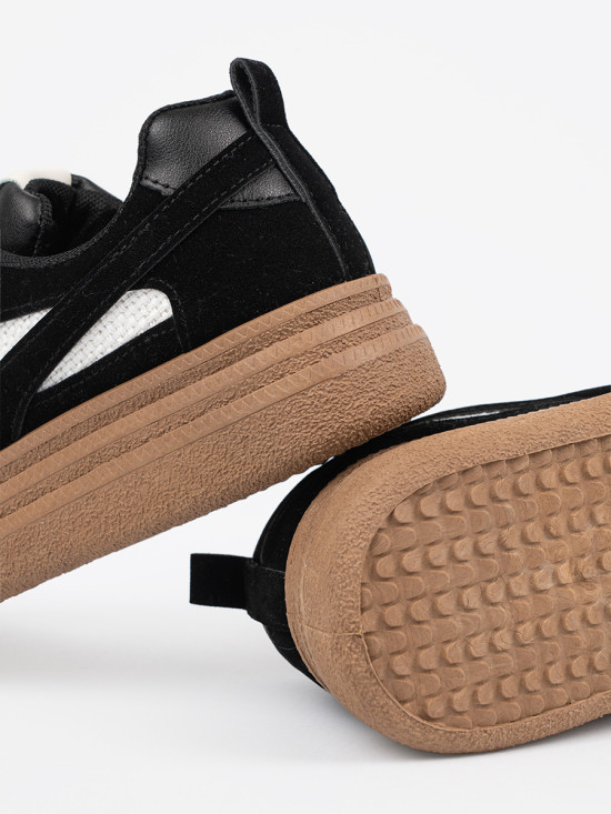 Sneakers negri cu detalii albe