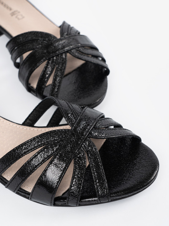 Sandale elegante negre cu toc mic