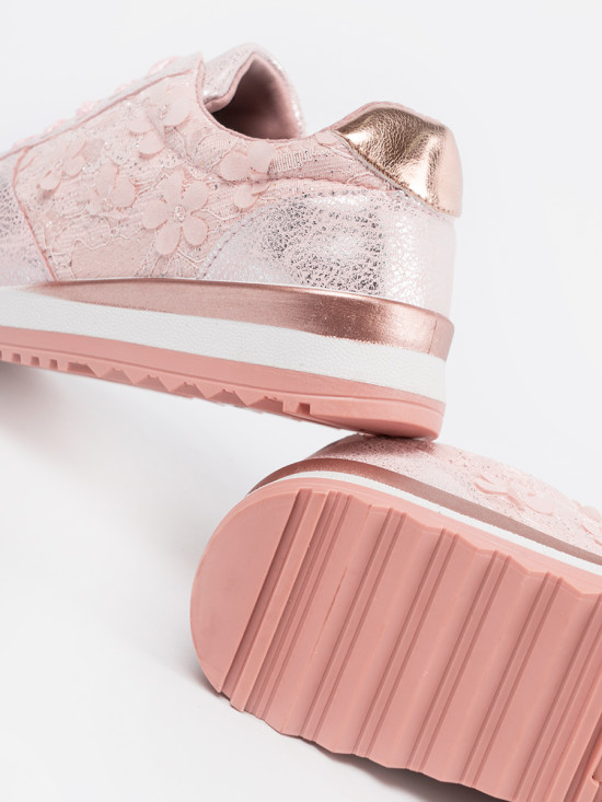 Sneakers roz cu model floral