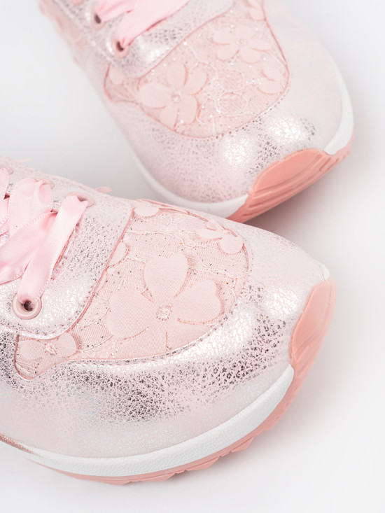 Sneakers roz cu model floral