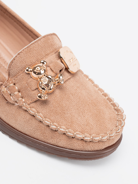 Pantofi bej cu toc din suede