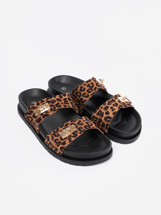 Papuci dama cu imprimeu leopard