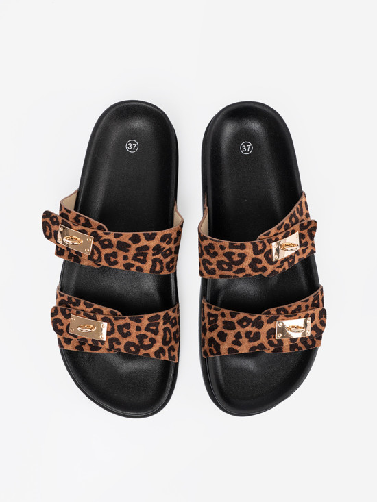 Papuci dama cu imprimeu leopard