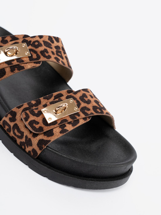 Papuci dama cu imprimeu leopard