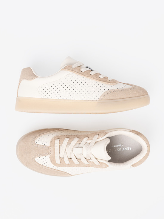 Sneakersi perforați bej deschis