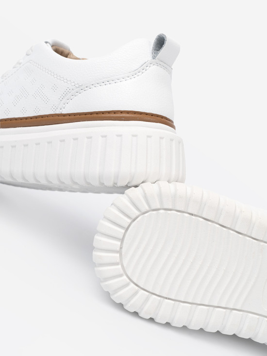 Sneakersi albi din piele pe platformă Sergio Leone