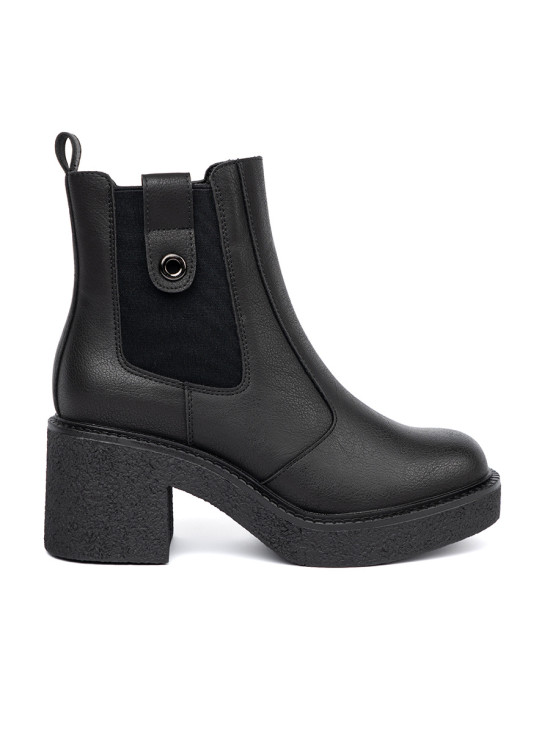 Botine elegante negre cu inserție elastică