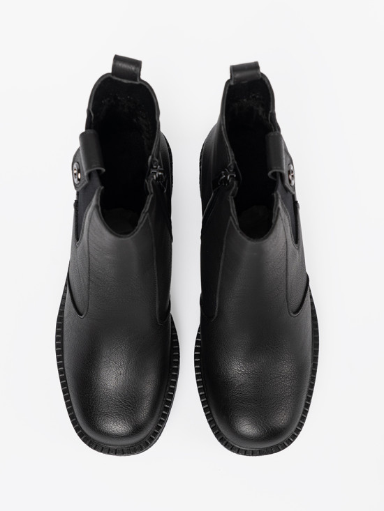 Botine elegante negre cu inserție elastică
