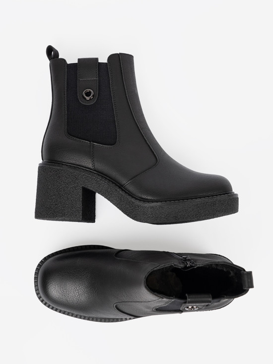Botine elegante negre cu inserție elastică