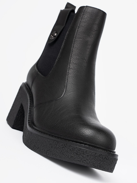 Botine elegante negre cu inserție elastică