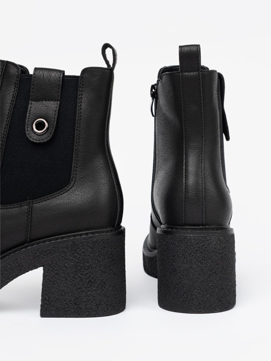 Botine elegante negre cu inserție elastică