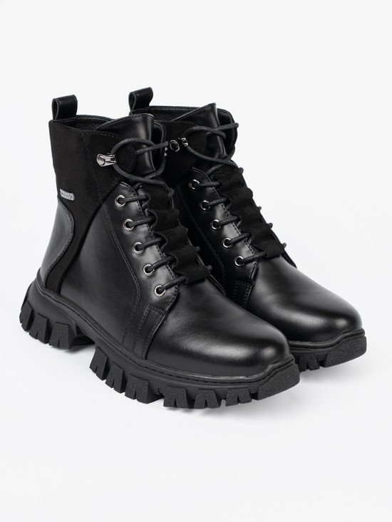 Botine negre cu talpă masivă și fermoar