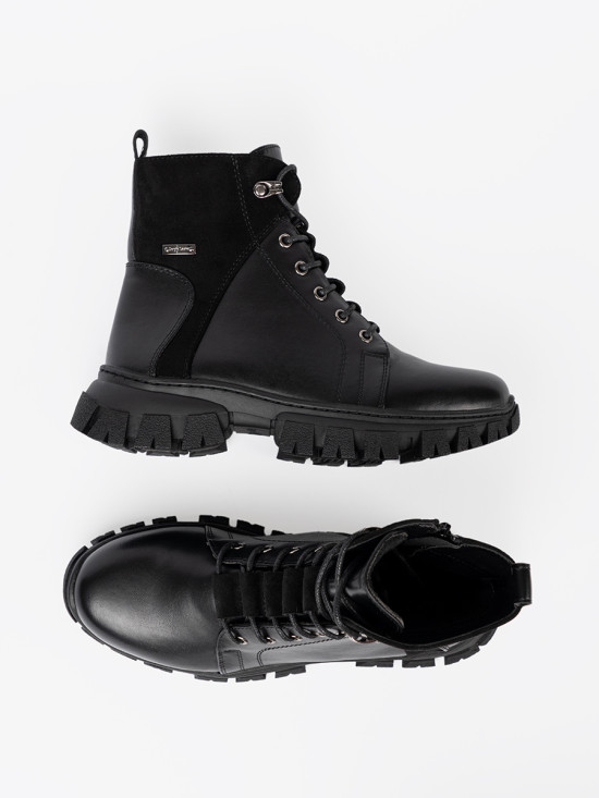 Botine negre cu talpă masivă și fermoar