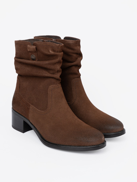 Botine din piele maro cu guler plisat Sergio Leone