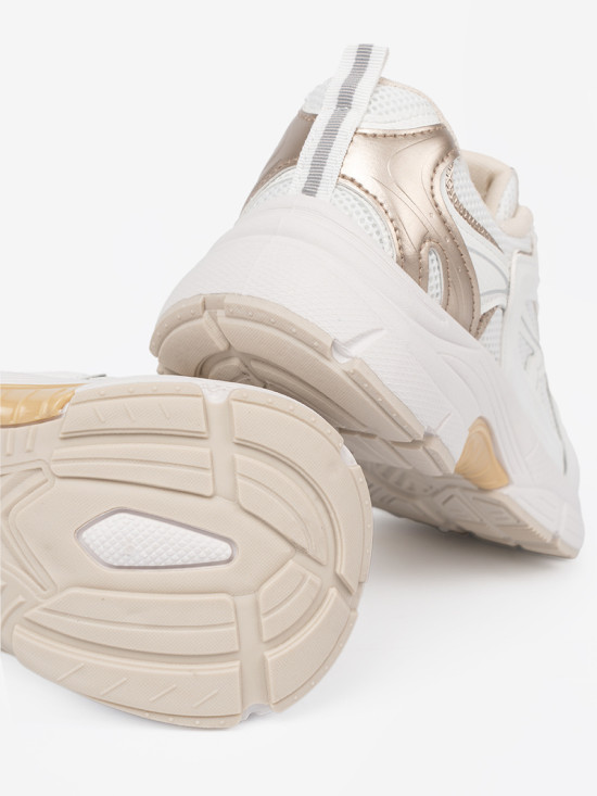 Sneakersi albi cu detalii bej-aurii