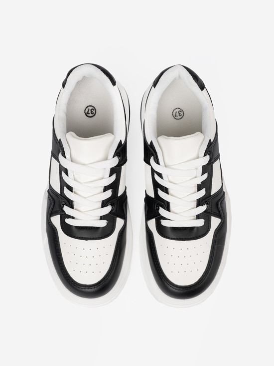 Sneakersi stilati alb-negru cu talpă groasă