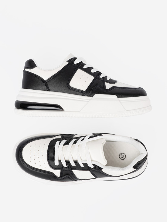 Sneakersi stilati alb-negru cu talpă groasă