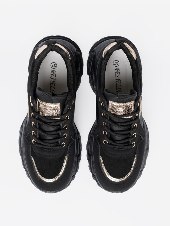 Sneakers negri cu inimă aurie