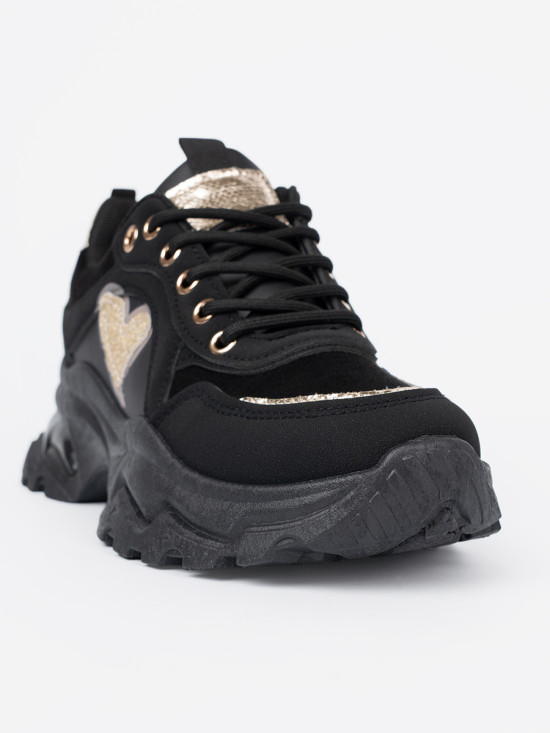 Sneakers negri cu inimă aurie