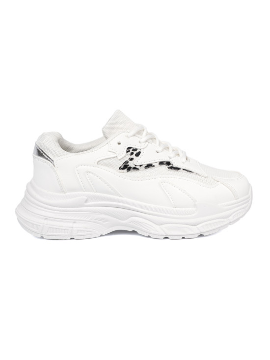 Pantofi sport albi cu accent decorativ