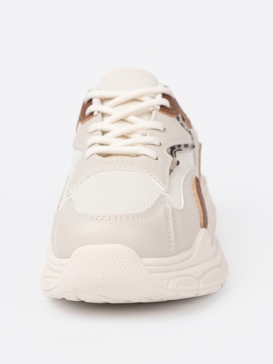 Sneakersi bej pentru femei cu talpă groasă