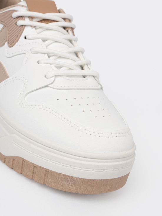 Sneakersi alb-bej pe platformă