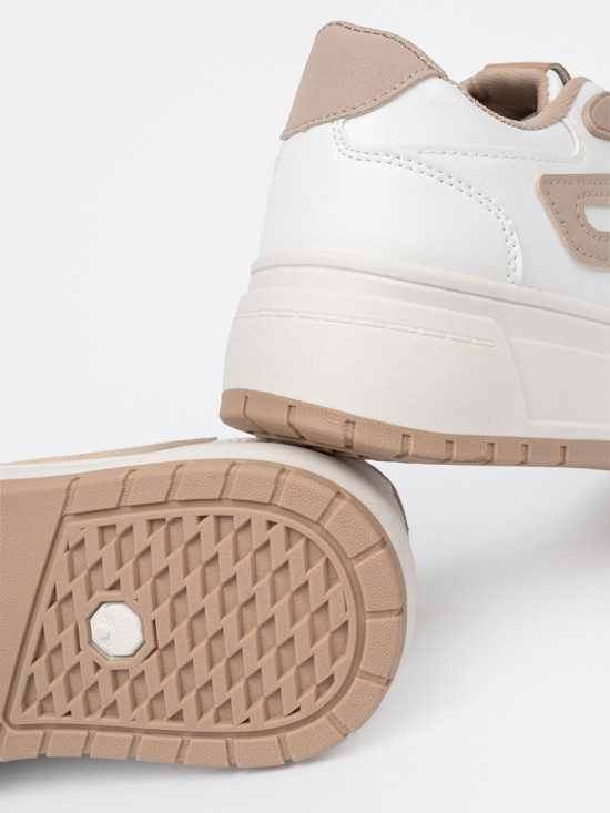 Sneakersi alb-bej pe platformă