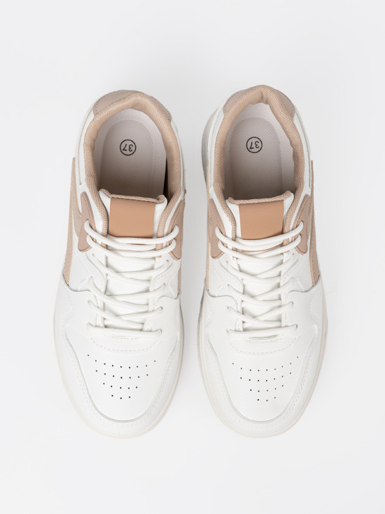 Sneakersi alb-bej pe platformă