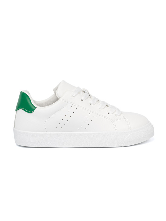 Sneakersi clasici albi cu accent verde