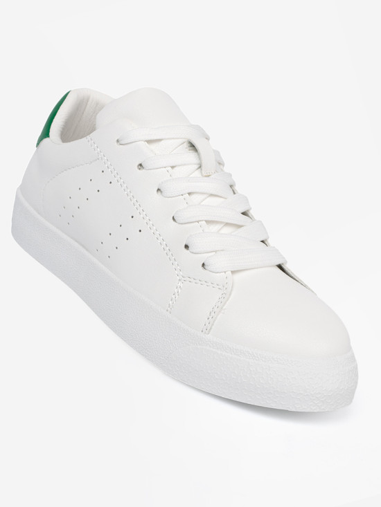 Sneakersi clasici albi cu accent verde