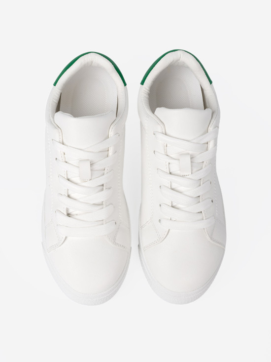 Sneakersi clasici albi cu accent verde