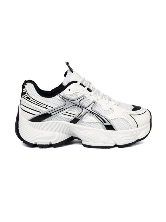 Sneakersi confortabili alb-negru cu plasă