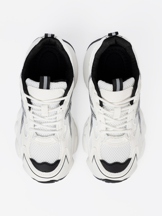 Sneakersi confortabili alb-negru cu plasă