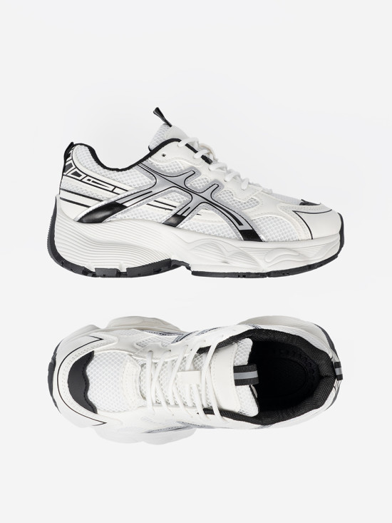 Sneakersi confortabili alb-negru cu plasă