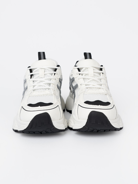 Sneakersi confortabili alb-negru cu plasă